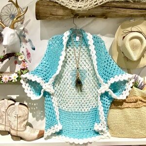 Artisan MEGA granny square Cocoon boho kimono w prairie cottage lounge vibe